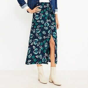 SOLD LOFT Floral Button Pull On Midi Skirt